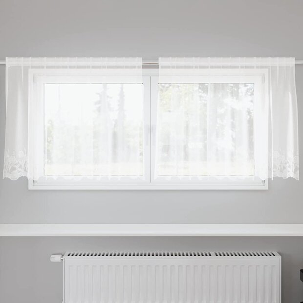 Gordijnen met gordijnen Bloemen Wit 200 x 80 cm Polyester 1