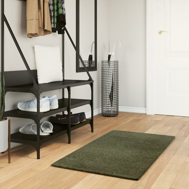 Vloerkleed HUARTE laagpolig zacht wasbaar 60x110 cm bosgroen 1