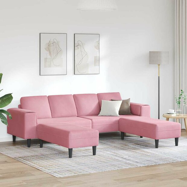Bankstel 3 pcs Roze Fluweel 1