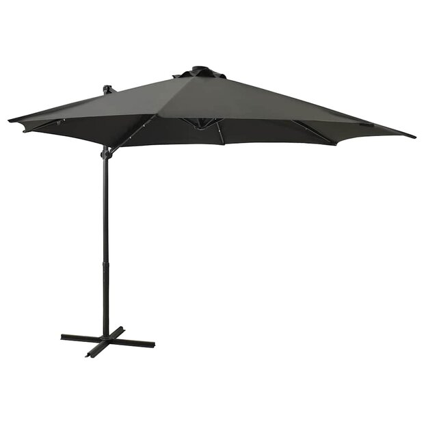 Zweefparasol met paal en LED-verlichting 300 cm antracietkleur 1