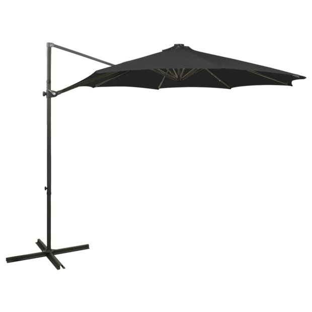 Zweefparasol met paal en LED-verlichting 300 cm zwart 1