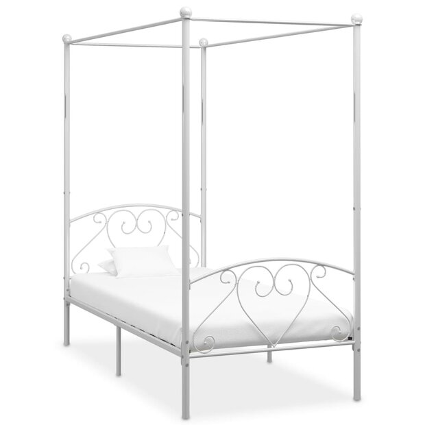 Hemelbedframe metaal wit 100x200 cm  1