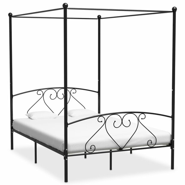 Hemelbedframe metaal zwart 160x200 cm  1