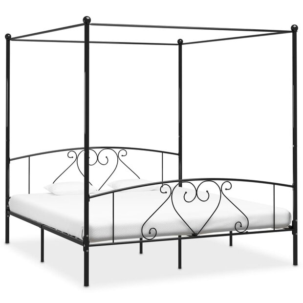 Hemelbedframe metaal zwart 180x200 cm  1