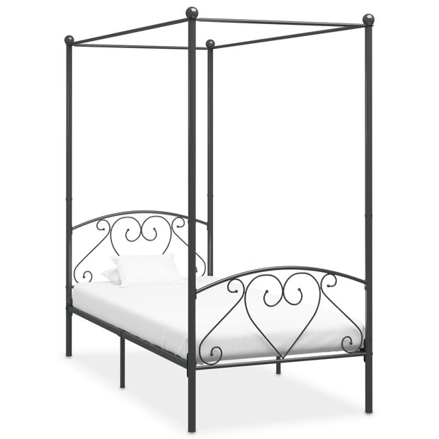 Hemelbedframe metaal grijs 120x200 cm  1