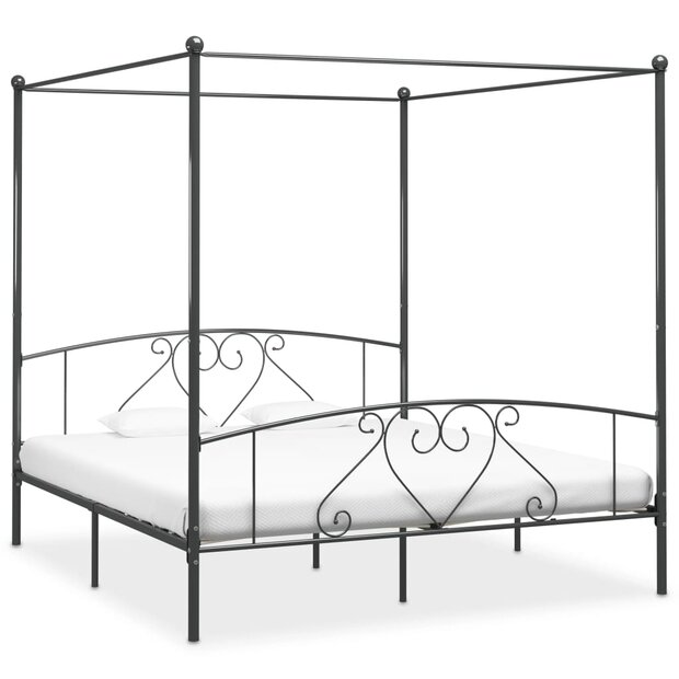 Hemelbedframe metaal grijs 180x200 cm  1