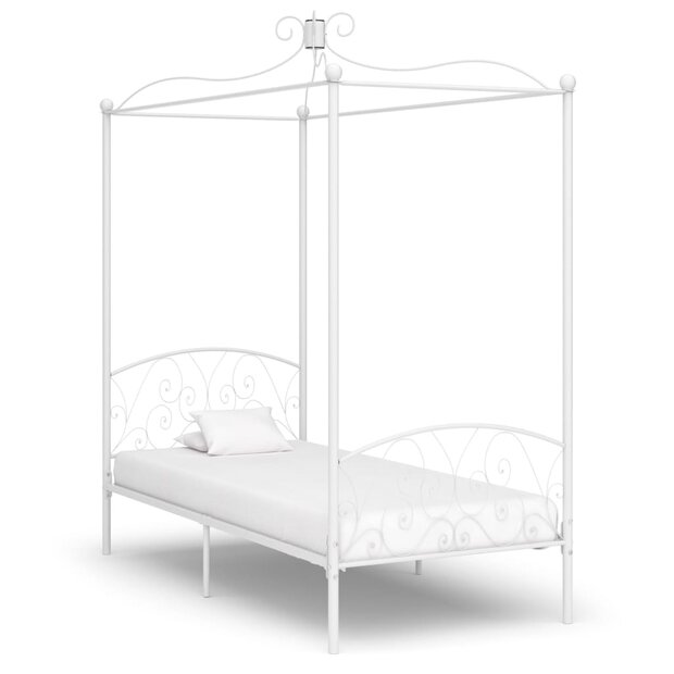 Hemelbedframe metaal wit 90x200 cm 1