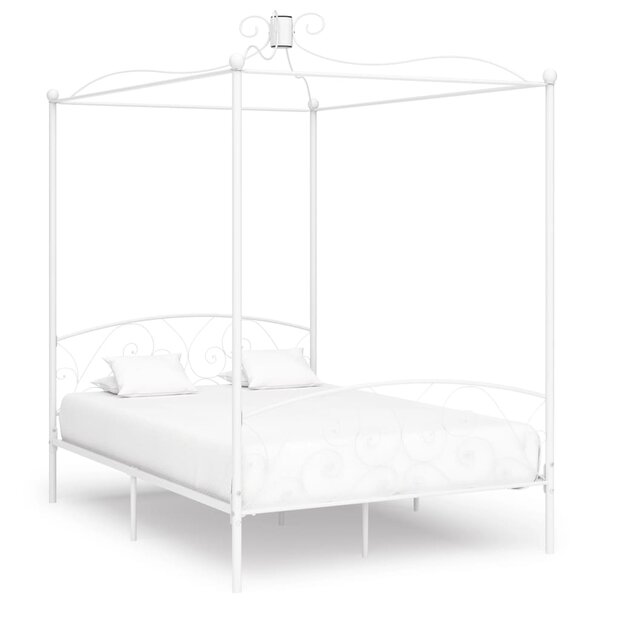 Hemelbedframe metaal wit 140x200 cm 1