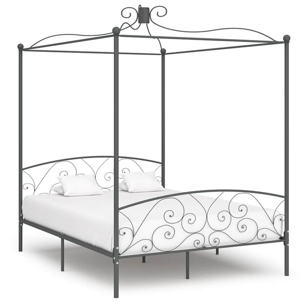 Hemelbedframe metaal grijs 180x200 cm 1