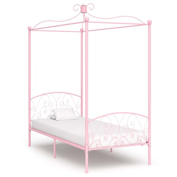Hemelbedframe metaal roze 90x200 cm 1