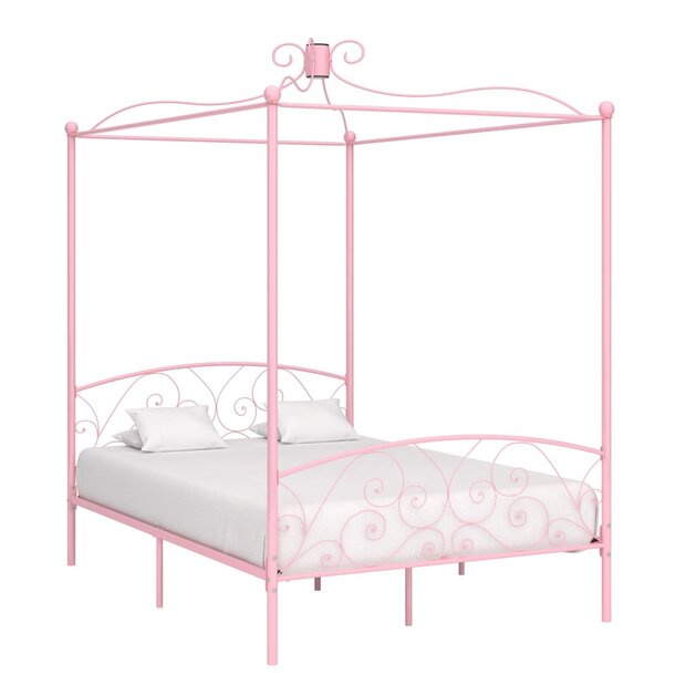 Hemelbedframe metaal roze 140x200 cm 1