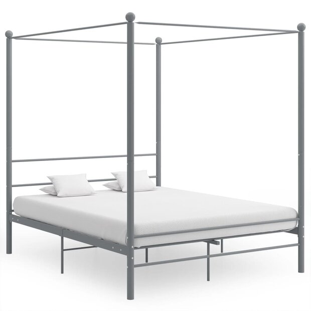 Hemelbedframe metaal grijs 160x200 cm  1