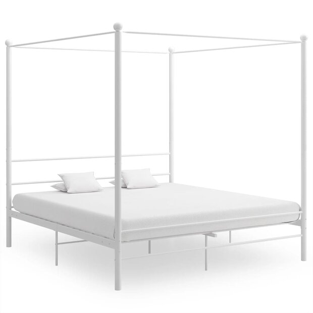 Hemelbedframe metaal wit 200x200 cm  1