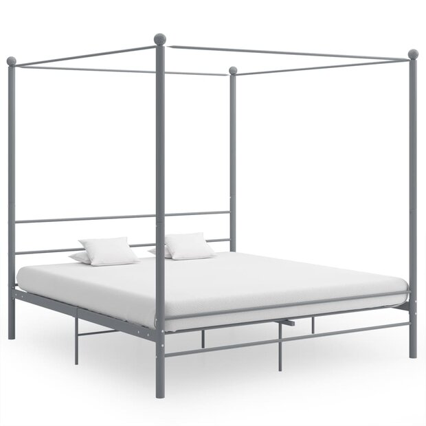 Hemelbedframe metaal grijs 200x200 cm  1