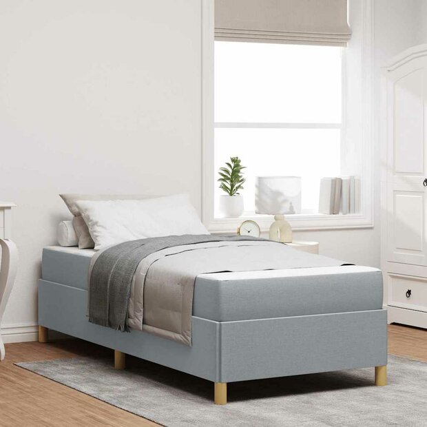 Boxspring bed Lichtgrijs en Wit en Lichtgrijs 90 x 190 cm Stof 1