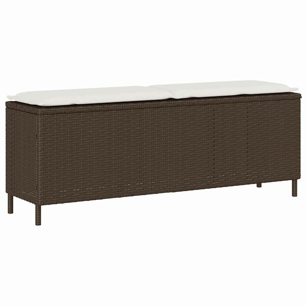 Tuinbank met kussen 110x30x40,5 cm poly rattan bruin 1