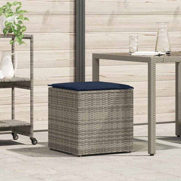 Kussenbox met opslag Grijs 50 x 50 x 50 cm poly rattan 1