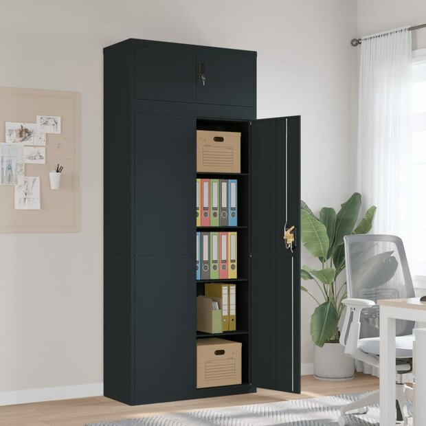 Archiefkast 90x40x220 cm staal antracietkleurig 1