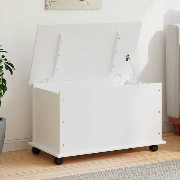 Opbergkist met wielen ALTA 73x39,5x43 cm massief grenenhout wit 1
