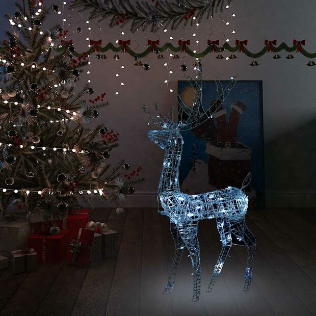 Kerstversiering rendier 140 LED&amp;apos;s koudwit 120 cm acryl 1