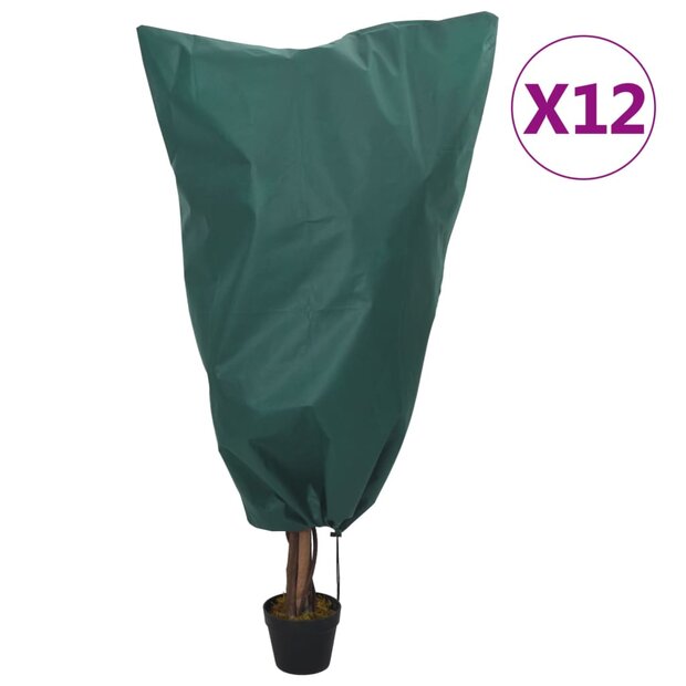 Plantenhoezen met trekkoord 12 st 70 g/m&sup2; 0,8x1,2 m 1