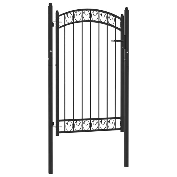 Poort met gebogen bovenkant 100x150 cm staal zwart 1