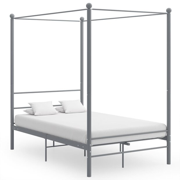 Hemelbedframe metaal grijs 140x200 cm  1