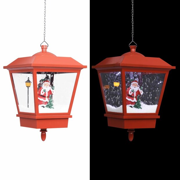Kersthanglamp met LED-lamp en kerstman 27x27x45 cm rood 1