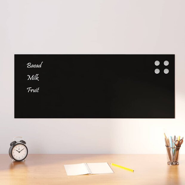 Magneetbord voor aan de wand 100x40 cm gehard glas zwart 1