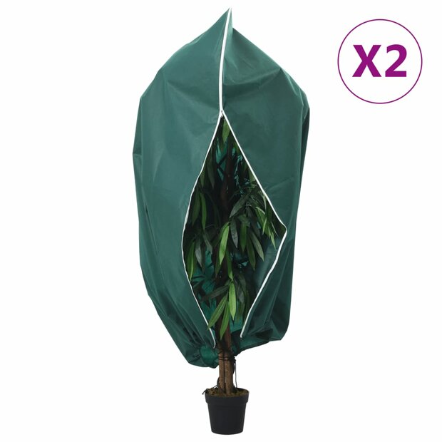 Plantenhoezen met ritssluiting 2 st 70 g/m&sup2; 1,55x1,55 m 1