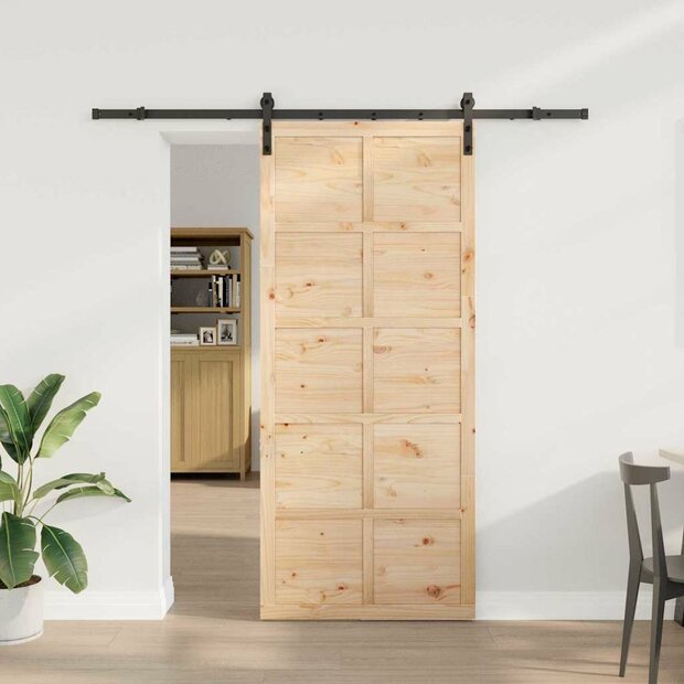 Schuifdeur Bruin 80 x 208 cm Massief grenenhout 1