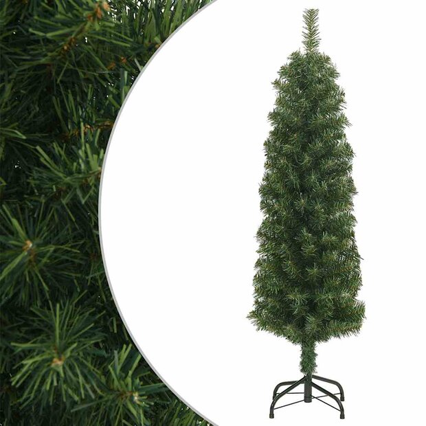 Kunstkerstboom met standaard smal 120 cm PVC groen 1