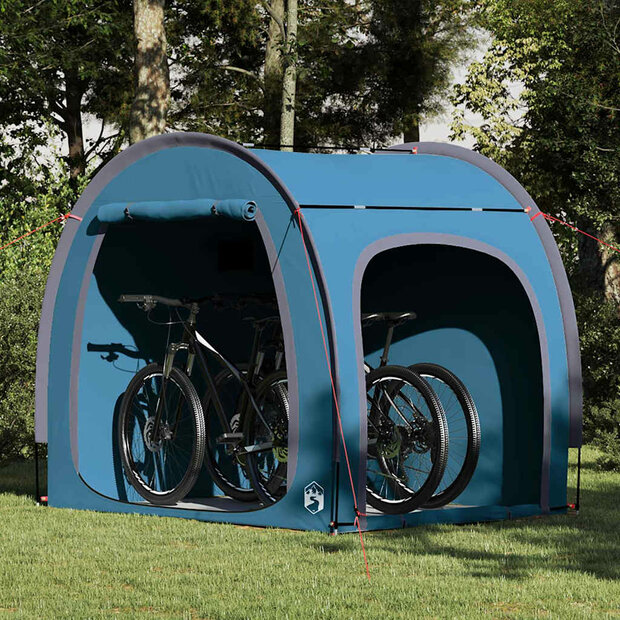 Fietstent met dak met opslag Blauw 218 x 156 x 180 cm 1