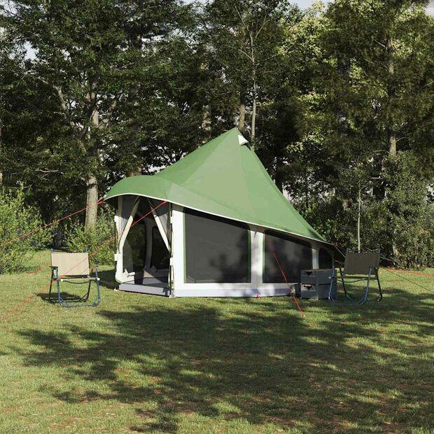 Familie Tipi Tent met dak Groen 404 x 370 x 270 cm 1
