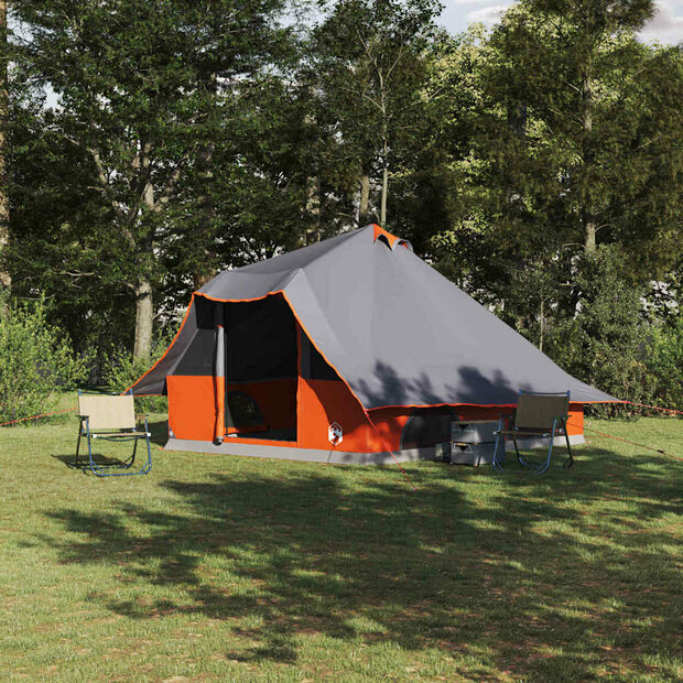 Familie Tipi Tent met dak Grijs en Oranje 358 x 296 x 258 cm 1