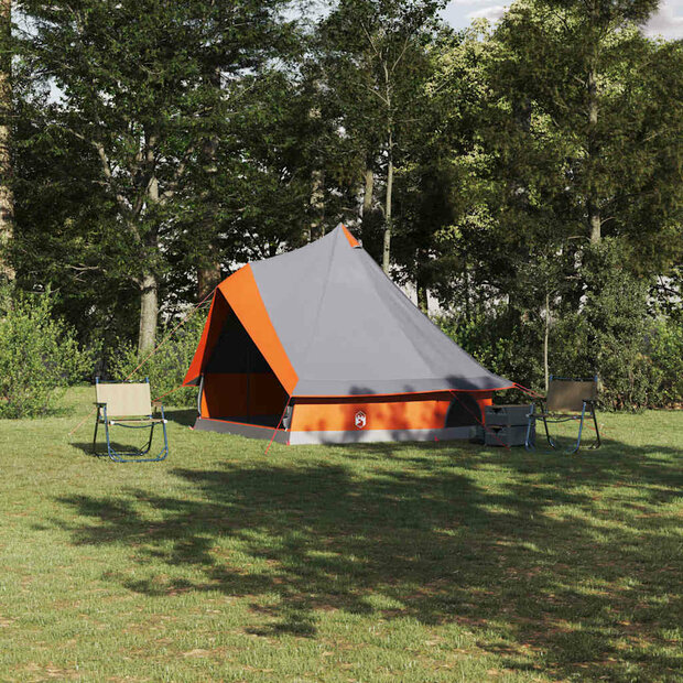 Familie Tipi Tent met dak Grijs en Oranje 400 x 346 x 250 cm 1