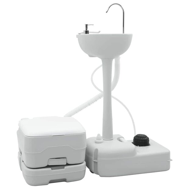 Camping Toilet 2 pcs Grijs en Wit 50.5 x 33 x 103 cm 1