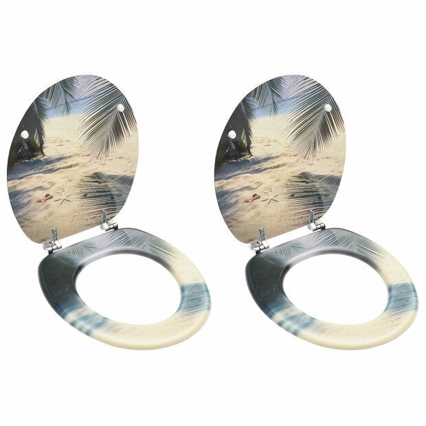 Toiletbrillen met deksel 2 st strand MDF 1