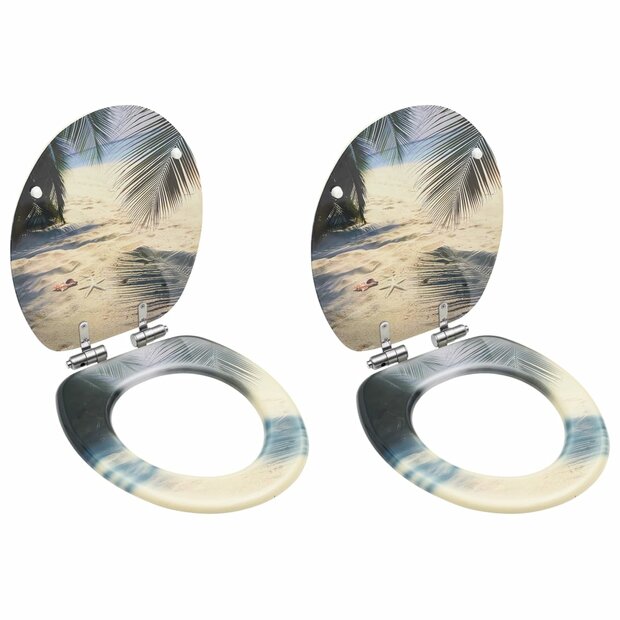 Toiletbrillen met soft-close deksel 2 st strand MDF 1