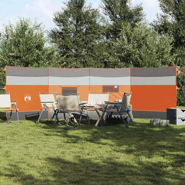 Windscherm camping waterdicht 510x153 cm grijs en oranje 1