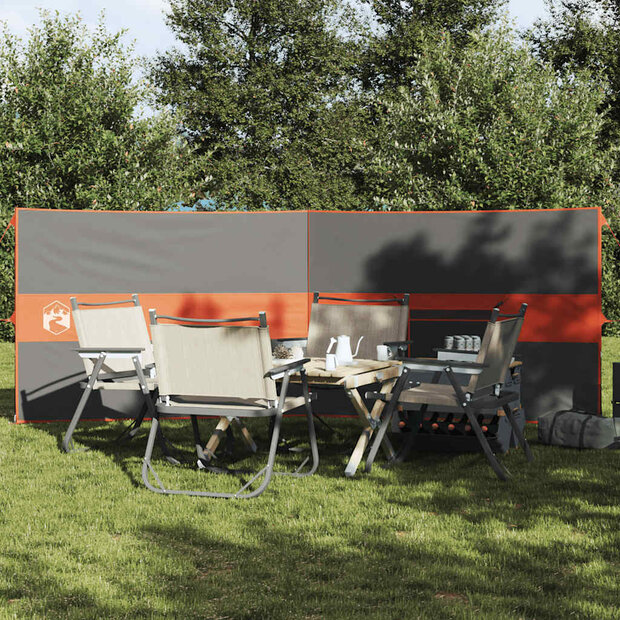 Windscherm camping waterdicht 344x120 cm grijs en oranje 1