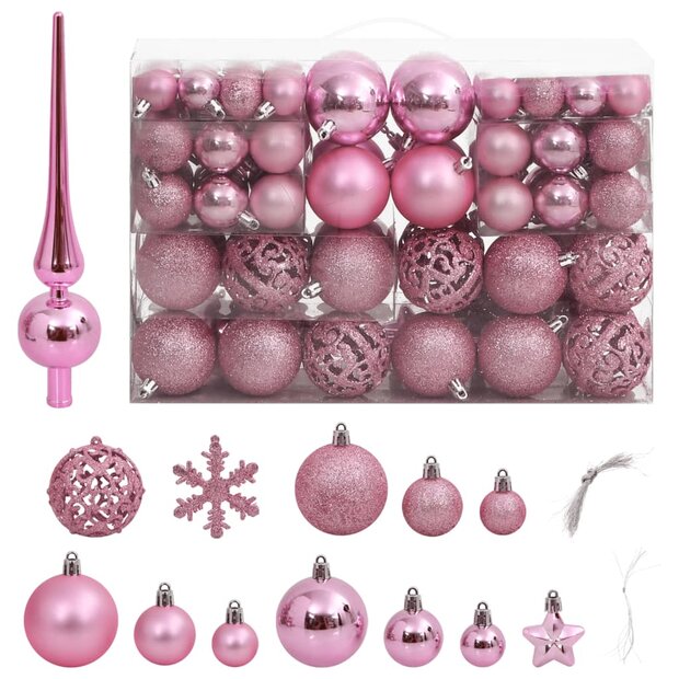 111-delige Kerstballenset polystyreen roze 1