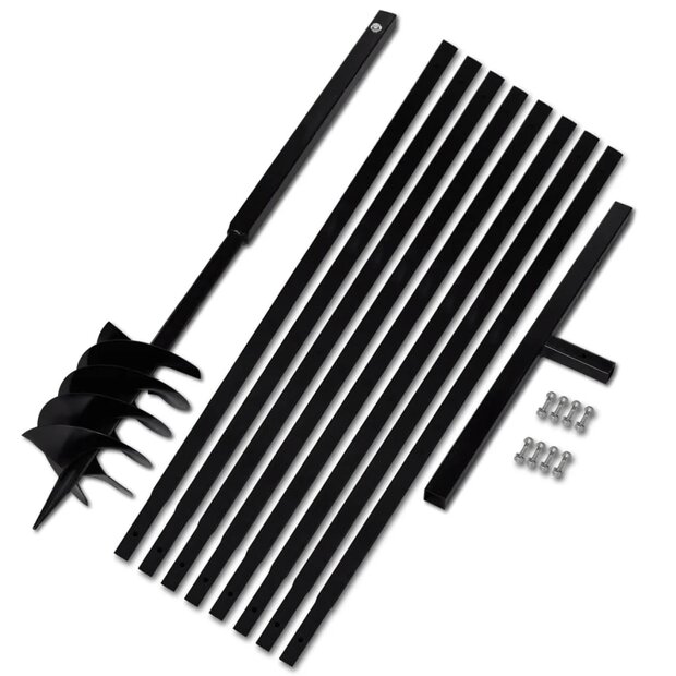 Grondboor met handvat 180 mm en verlengstukken 9 m (staal) 1