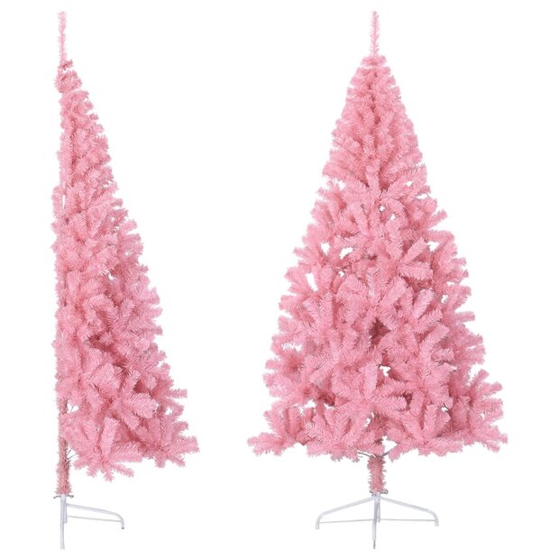 Kunstkerstboom met standaard half 210 cm PVC roze 1
