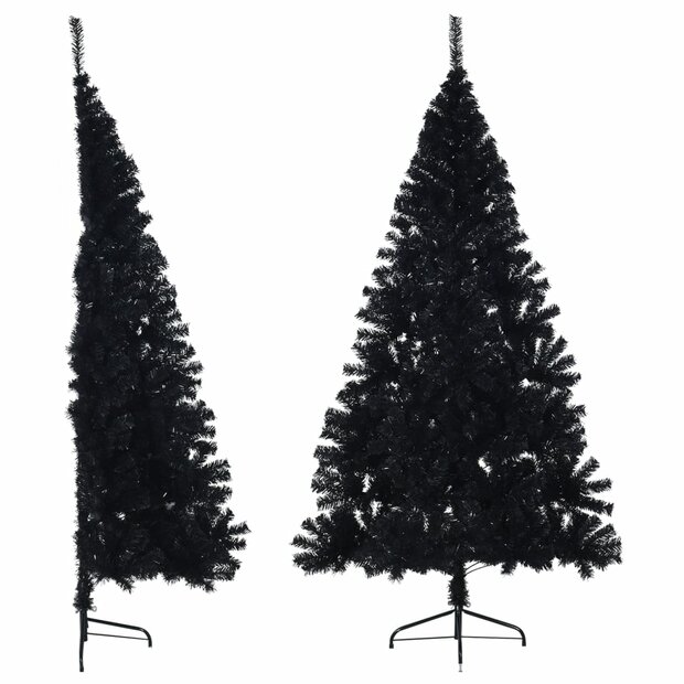 Kunstkerstboom met standaard half 180 cm PVC zwart 1