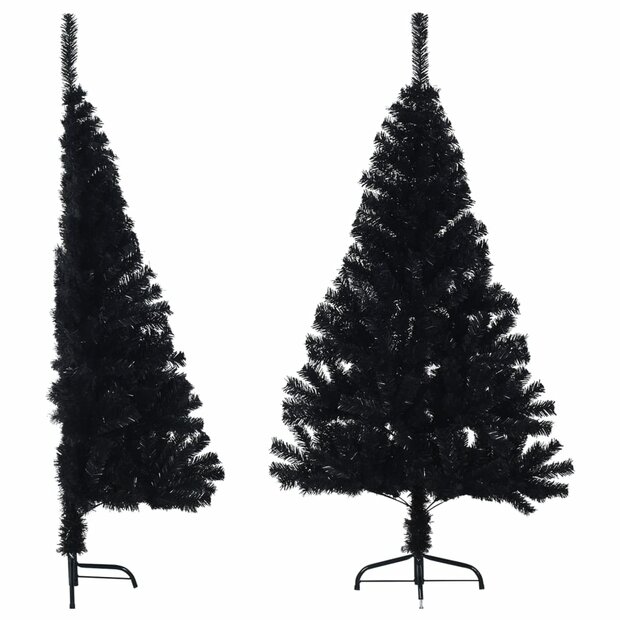 Kunstkerstboom met standaard half 120 cm PVC zwart 1