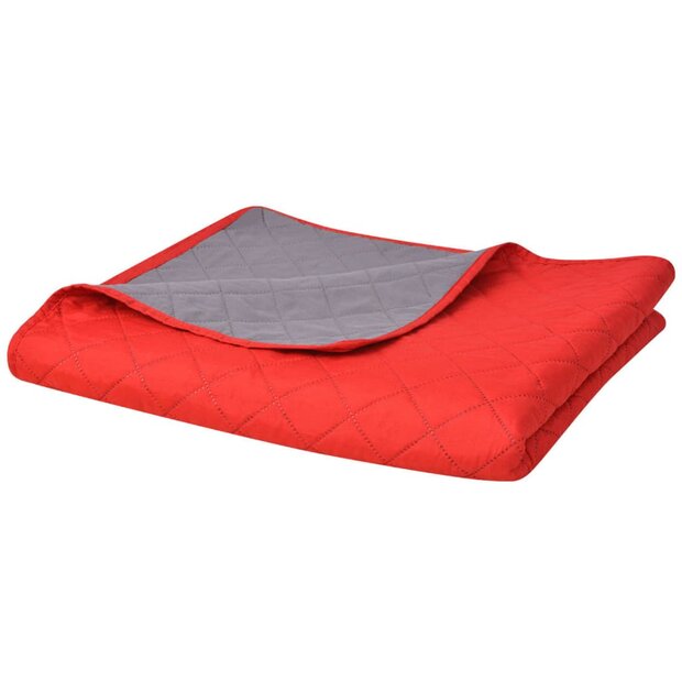 Dubbelzijdige quilt bedsprei rood en grijs 170x210 cm 1