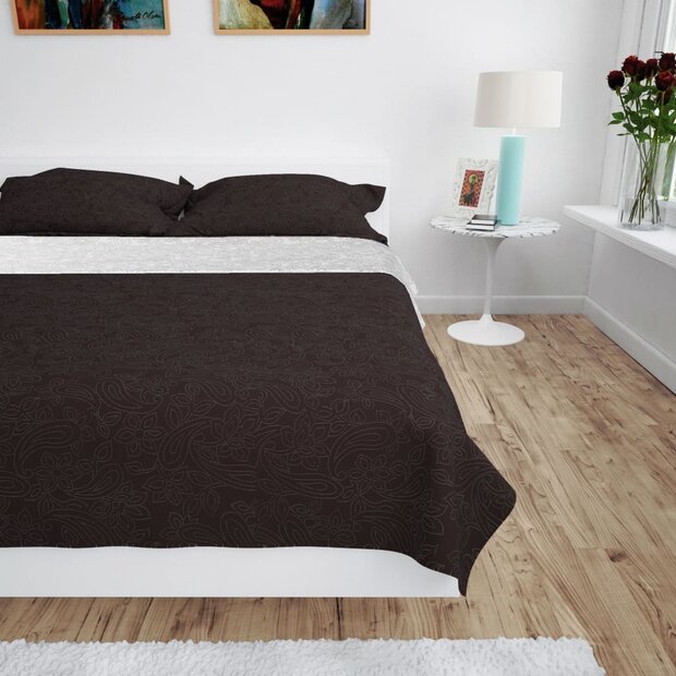 Bedsprei dubbelzijdig 170x210 cm quilt cr&egrave;me en bruin 1