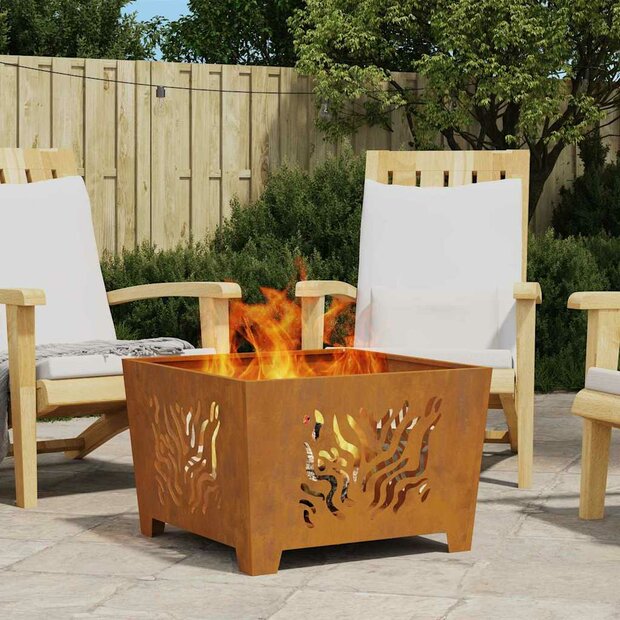 Vuurkorf Bruin 60 x 60 x 40 cm Cortenstaal 1