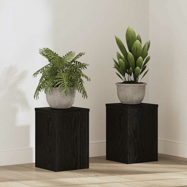 Plantenstandaard 2 pcs Zwart eiken 20 x 20 x 30 cm Bewerkt hout 1